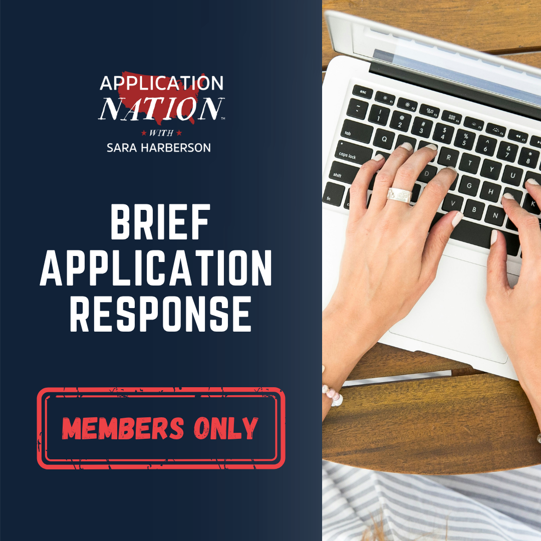 Brief Application Response | Sara Harberson